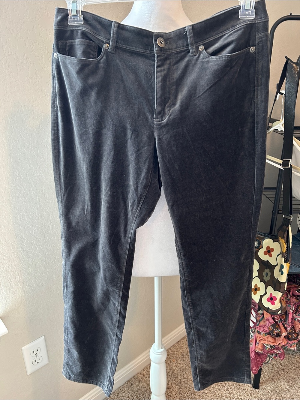 J. JILL Velveteen Charcoal Ankle Pants Size 10 Petite